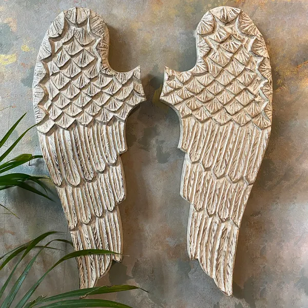 White_Hand_Carved_And_Painted_Decorative_Wooden_Angel_Wings_(14_X_36_Inch)