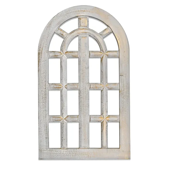 Pack_Of_1_White_Decorative_&_Hand_Crafted_Wooden_Decor_Window_Wall_Panel_(66_X_40_Cm)