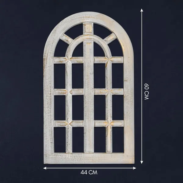 Pack_Of_1_White_Decorative_&_Hand_Crafted_Wooden_Decor_Window_Wall_Panel_(66_X_40_Cm)