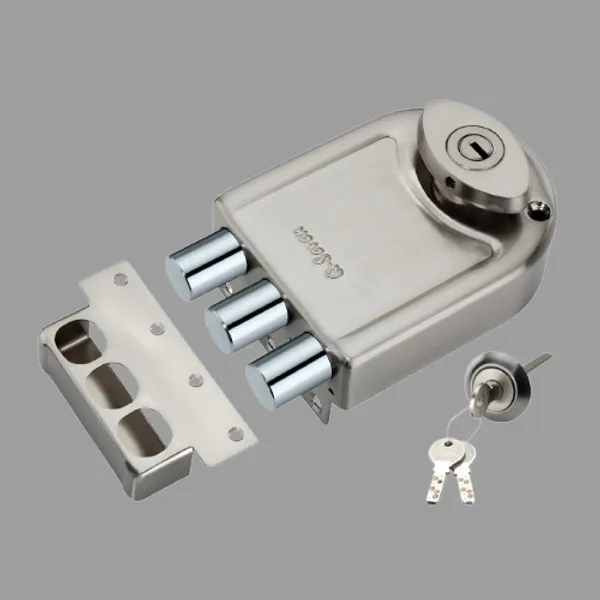 Silver_Satin_Finish_Tri-Bolt_Double_Side_Key_Lock_For_Door