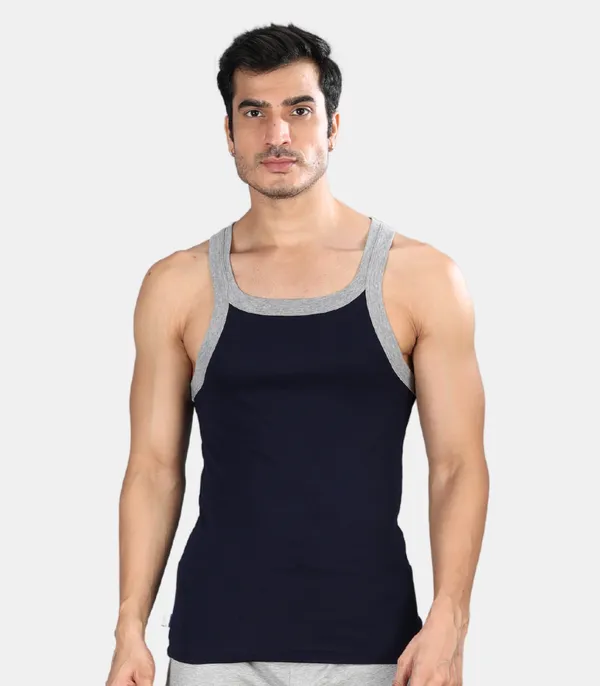 Super_combed_cotton_Rib_Square_Neck_Gym_Vest_|_Contrast_Folding_|_Black-Melange
