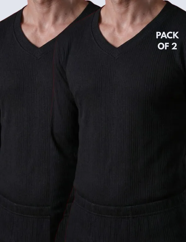 Deon_Men's_V-Neck_Black_Thermal_Upper__Pack_of_2_|_Soft_&_Warm_Winter_Innerwear