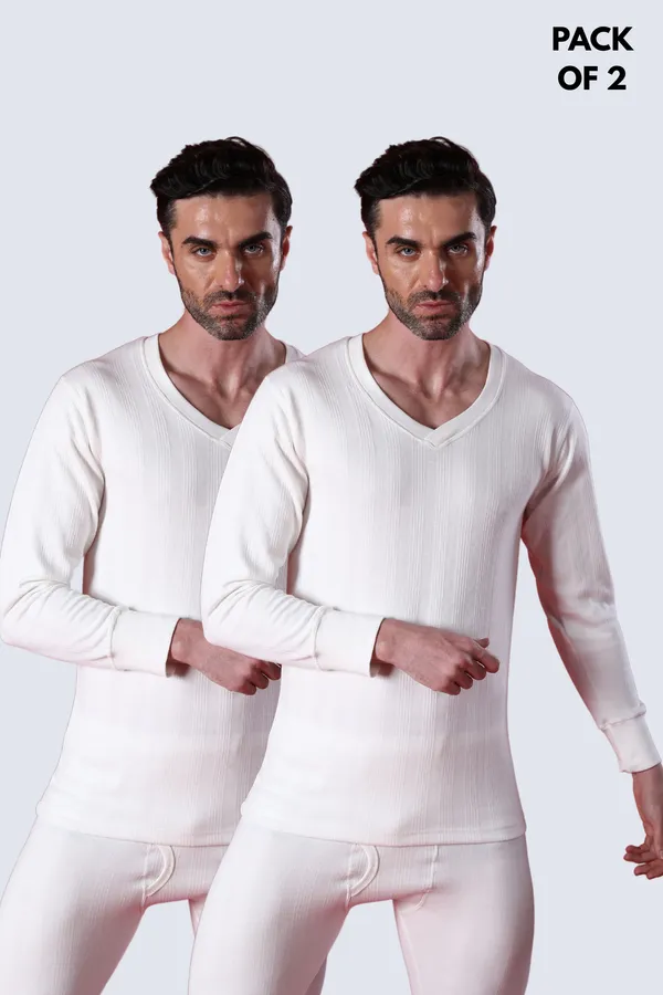 Deon_Men's_V-Neck_White_Thermal_Upper__Pack_of_2_|_Soft_&_Warm_Winter_Innerwear
