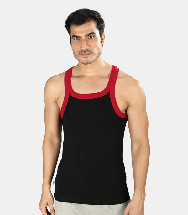 Super_combed_cotton_Rib_Square_Neck_Gym_Vest_|_Contrast_Folding_|_Black-Maroon