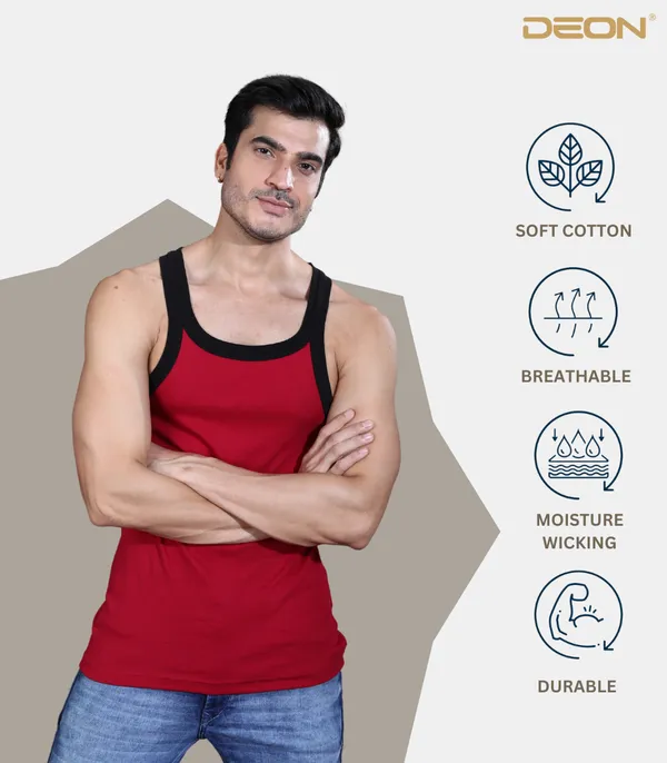 Super_combed_cotton_Rib_Square_Neck_Gym_Vest_|_Contrast_Folding_|_Black-Maroon