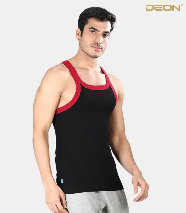 Super_combed_cotton_Rib_Square_Neck_Gym_Vest_|_Contrast_Folding_|_Black-Maroon