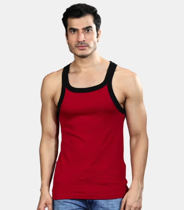 Super_combed_cotton_Rib_Square_Neck_Gym_Vest_|_Contrast_Folding_|_Maroon-Black