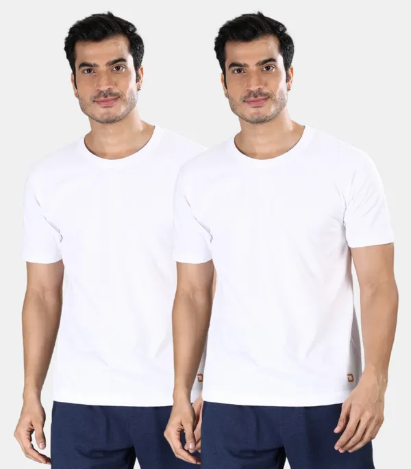 100%_Super_Combed_Cotton_Round_Neck_Tshirt_|Pack_of_2_(White)