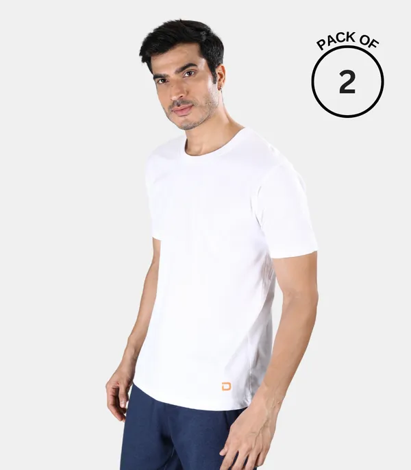 100%_Super_Combed_Cotton_Round_Neck_Tshirt_|Pack_of_2_(White)