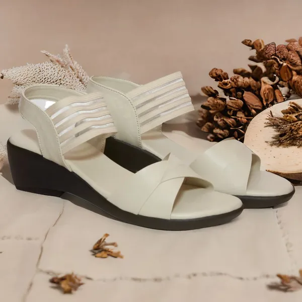 Cream_Elastic_Straps_Wedge_Sandals_For_Women