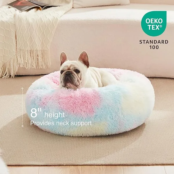 Round_Donut_Comfortable_Durable_Both_Sides_usable_and_Washable_Pet_Bed_|_Cat_Bed_|_Puppy_Bed_|_Medium_Size_Pets_Dog_Bed_|_Medium_Dog_Bed_for_Cats_Puppies_(Rainbow,_Medium)