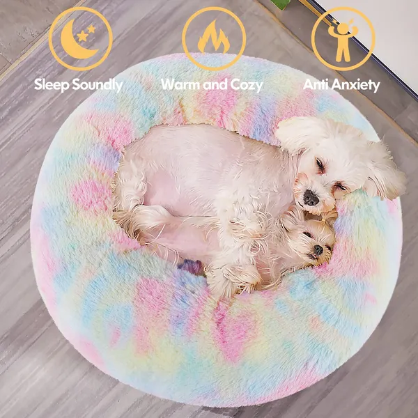 Round_Donut_Comfortable_Durable_Both_Sides_usable_and_Washable_Pet_Bed_|_Cat_Bed_|_Puppy_Bed_|_Medium_Size_Pets_Dog_Bed_|_Medium_Dog_Bed_for_Cats_Puppies_(Rainbow,_Medium)