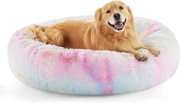 Round_Donut_Comfortable_Durable_Both_Sides_usable_and_Washable_Pet_Bed_|_Cat_Bed_|_Puppy_Bed_|_Medium_Size_Pets_Dog_Bed_|_Medium_Dog_Bed_for_Cats_Puppies_(Rainbow,_Medium)