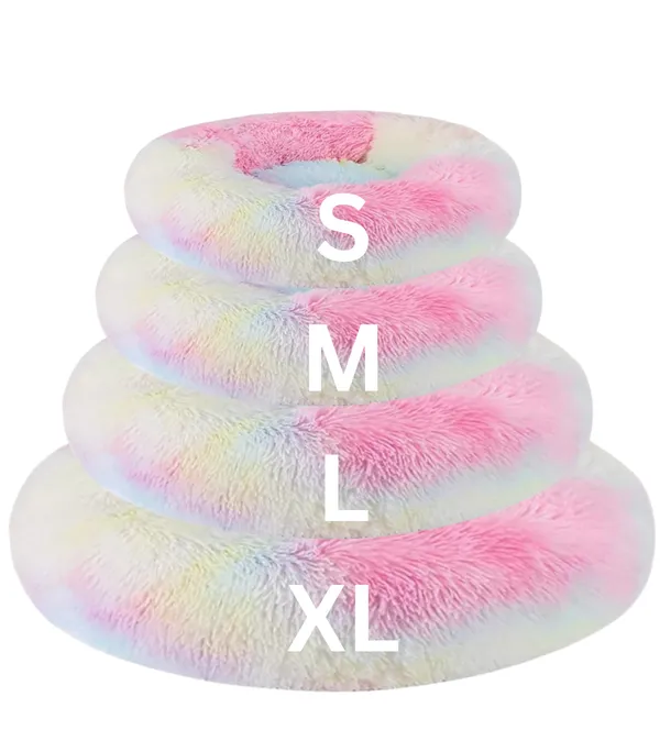 Round_Donut_Comfortable_Durable_Both_Sides_usable_and_Washable_Pet_Bed_|_Cat_Bed_|_Puppy_Bed_|_Medium_Size_Pets_Dog_Bed_|_Medium_Dog_Bed_for_Cats_Puppies_(Rainbow,_Medium)