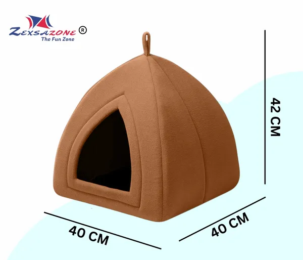 Soft_Comfortable_Washable_Cat_House_for_Small_and_Medium_Cats_l_Cat_Bed_l_Persian_Cat_House_l_Kittens_cat_House_with_Soft_and_Washable_Pillow_for_Adult_Cats_and_Puppy_Bed_Brown