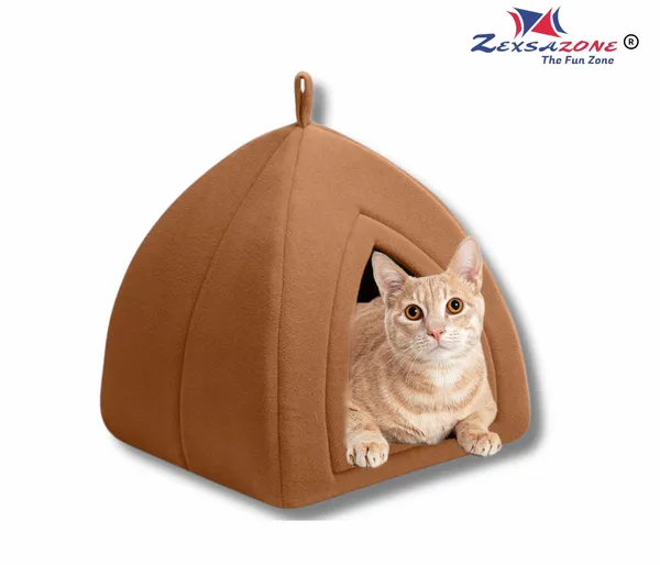 Soft_Comfortable_Washable_Cat_House_for_Small_and_Medium_Cats_l_Cat_Bed_l_Persian_Cat_House_l_Kittens_cat_House_with_Soft_and_Washable_Pillow_for_Adult_Cats_and_Puppy_Bed_Brown