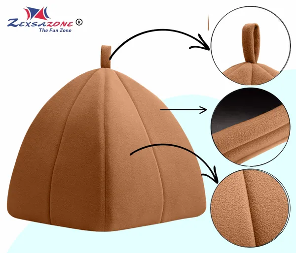 Soft_Comfortable_Washable_Cat_House_for_Small_and_Medium_Cats_l_Cat_Bed_l_Persian_Cat_House_l_Kittens_cat_House_with_Soft_and_Washable_Pillow_for_Adult_Cats_and_Puppy_Bed_Brown