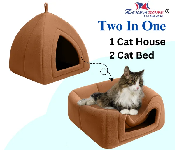 Soft_Comfortable_Washable_Cat_House_for_Small_and_Medium_Cats_l_Cat_Bed_l_Persian_Cat_House_l_Kittens_cat_House_with_Soft_and_Washable_Pillow_for_Adult_Cats_and_Puppy_Bed_Brown