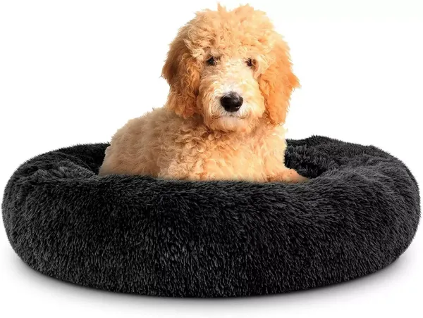 Black_Round_Donut_Anti-Anxiety_Warming_Soft,Fluffy_Faux_Fur_Cushion_Bed_For_Dog_And_Cat