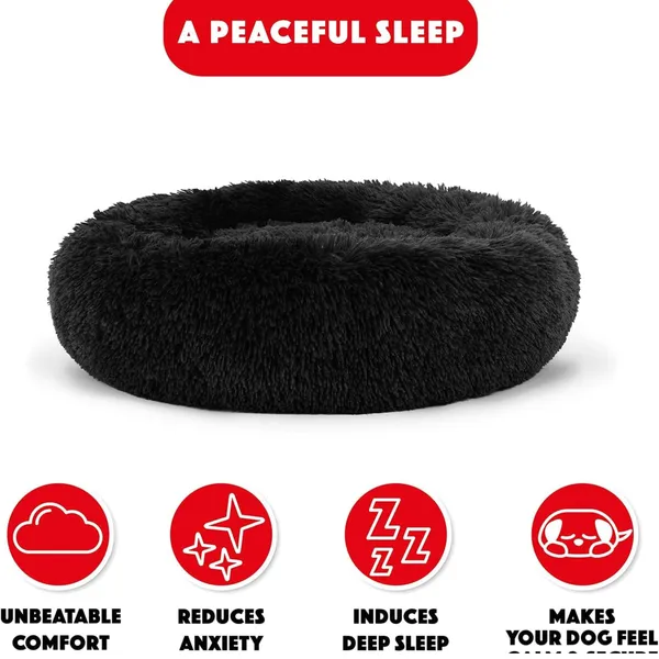 Black_Round_Donut_Anti-Anxiety_Warming_Soft,Fluffy_Faux_Fur_Cushion_Bed_For_Dog_And_Cat