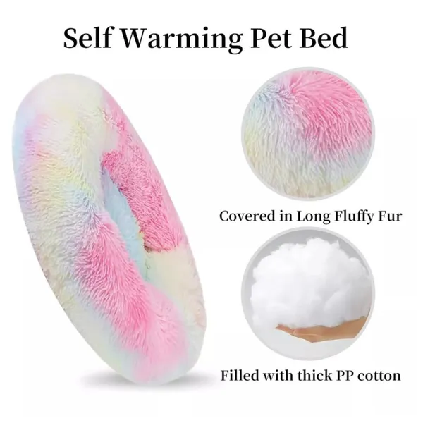 ZEXSAZONE_Round_Donut_Comfortable_Durable_2_in_1_and_Washable_Pet_Bed_|_Cat_Bed_|_Puppy_Bed_|_Dog_Bed_|_Medium_Dog_Bed_for_Cats_Puppies_Labrador_Germa._(Rainbow,_XL)