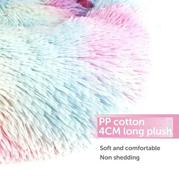 ZEXSAZONE_Round_Donut_Comfortable_Durable_2_in_1_and_Washable_Pet_Bed_|_Cat_Bed_|_Puppy_Bed_|_Dog_Bed_|_Medium_Dog_Bed_for_Cats_Puppies_Labrador_Germa._(Rainbow,_XL)