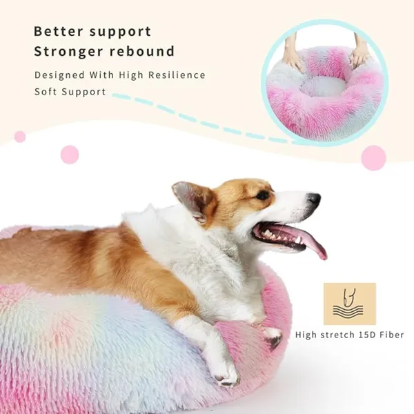 ZEXSAZONE_Round_Donut_Comfortable_Durable_2_in_1_and_Washable_Pet_Bed_|_Cat_Bed_|_Puppy_Bed_|_Dog_Bed_|_Medium_Dog_Bed_for_Cats_Puppies_Labrador_Germa._(Rainbow,_XL)