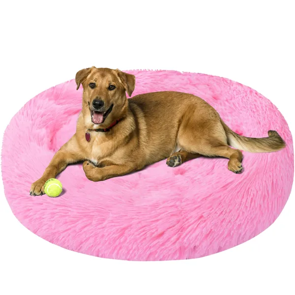 Pink_Round_Donut_Comfortable_Durable_Both_Sides_Usable_And_Washable_Pet_Bed