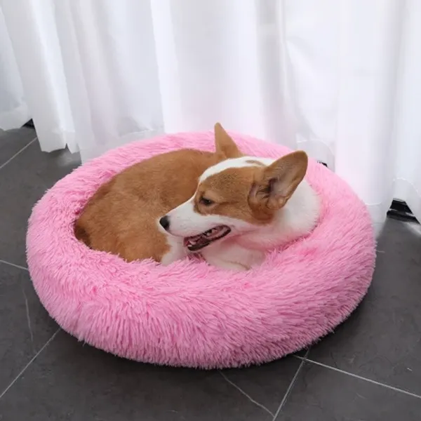 Pink_Round_Donut_Comfortable_Durable_Both_Sides_Usable_And_Washable_Pet_Bed