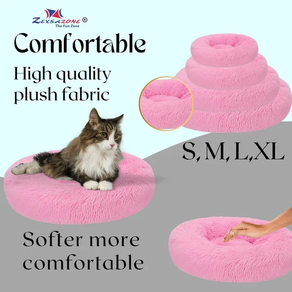 Pink_Round_Donut_Comfortable_Durable_Both_Sides_Usable_And_Washable_Pet_Bed