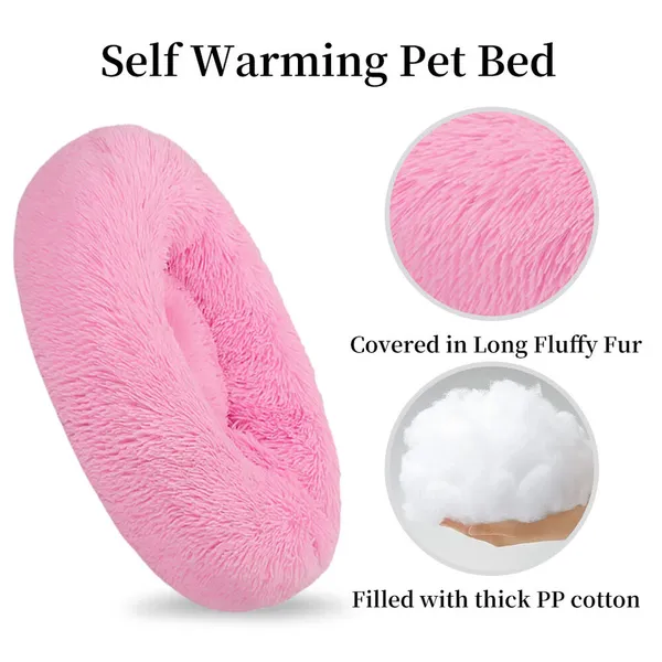 Pink_Round_Donut_Comfortable_Durable_Both_Sides_Usable_And_Washable_Pet_Bed