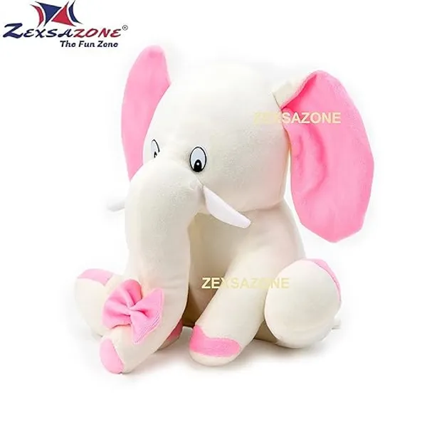 ZEXSAZONE_Soft_Plush_Fabric_Animal_Elephant_Bear_Size_28CM_Cream_Color.