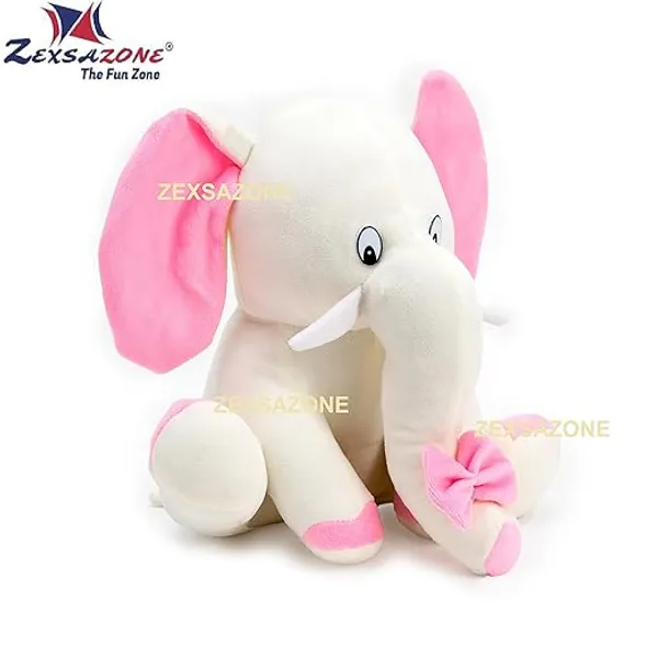 ZEXSAZONE_Soft_Plush_Fabric_Animal_Elephant_Bear_Size_28CM_Cream_Color.