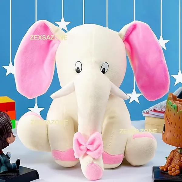 ZEXSAZONE_Soft_Plush_Fabric_Animal_Elephant_Bear_Size_28CM_Cream_Color.