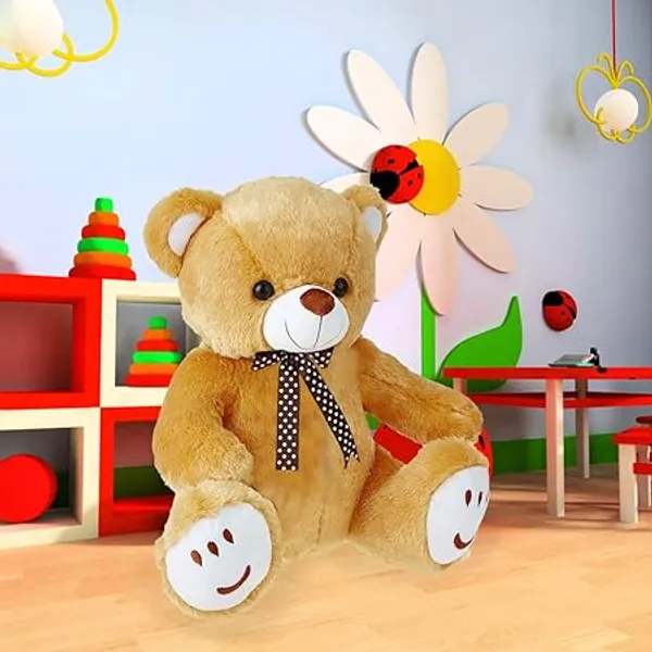 ZEXSAZONE_Soft_Plush_Fabric_Smiley_32_cm_Teddy_with_Birthday_Heath_Brown_Color