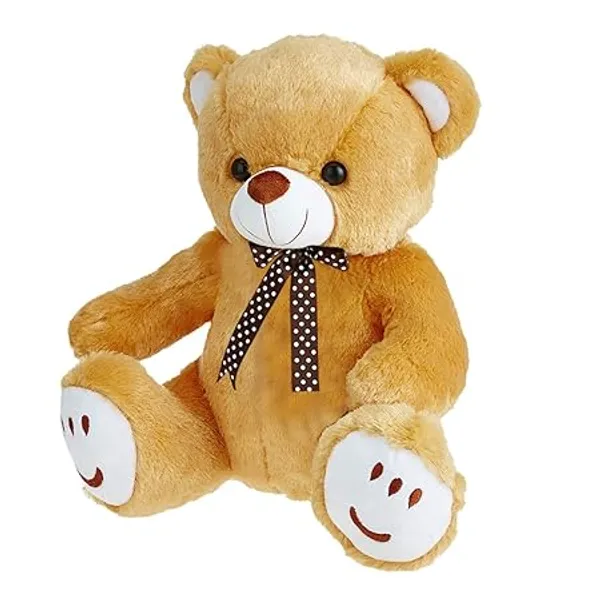 ZEXSAZONE_Soft_Plush_Fabric_Smiley_32_cm_Teddy_with_Birthday_Heath_Brown_Color