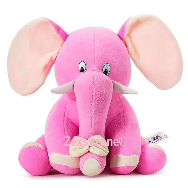 ZEXSAZONE_Soft_Plush_Premium_Fabric_Animal_Toy_Elephant_28_CM_Pink_Color