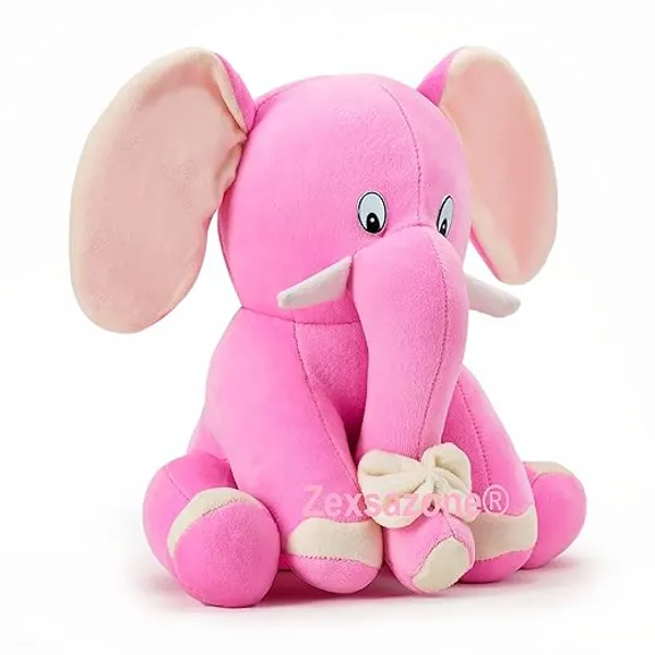 ZEXSAZONE_Soft_Plush_Premium_Fabric_Animal_Toy_Elephant_28_CM_Pink_Color