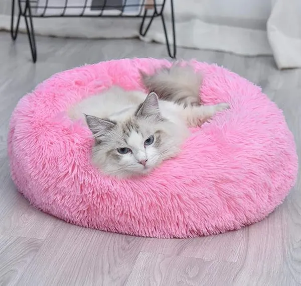 Round_Donut_Pet_Bed_for_Cats_and_Puppies_Dogs,_Cozy_and_Plush,_Raised_Bedside_Support,_Both_Sides_Use,_Washable,_Sizes_for_Small,_Medium,_and_Large_Pets._(Small,_Pink)
