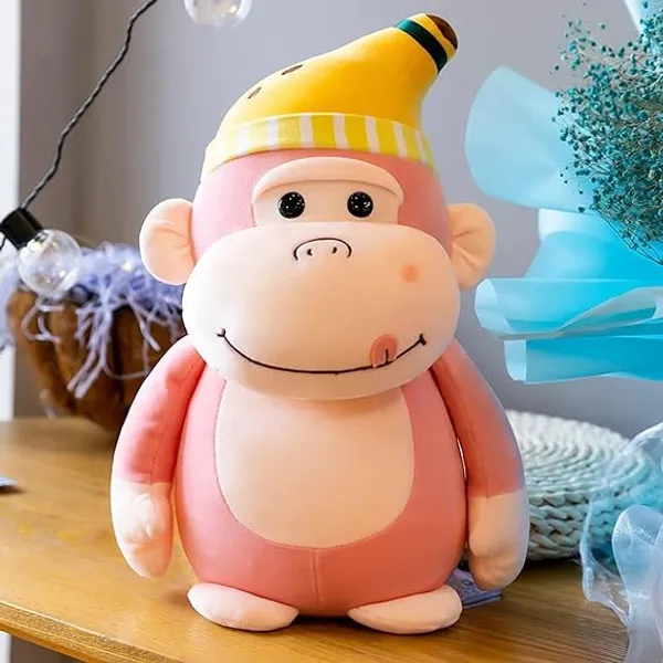 Zexsazone_Cute_Little_Yellow_Cap_Monkey_Soft_Stuffed_toy_for_kids_-_32_cm__(Pink)