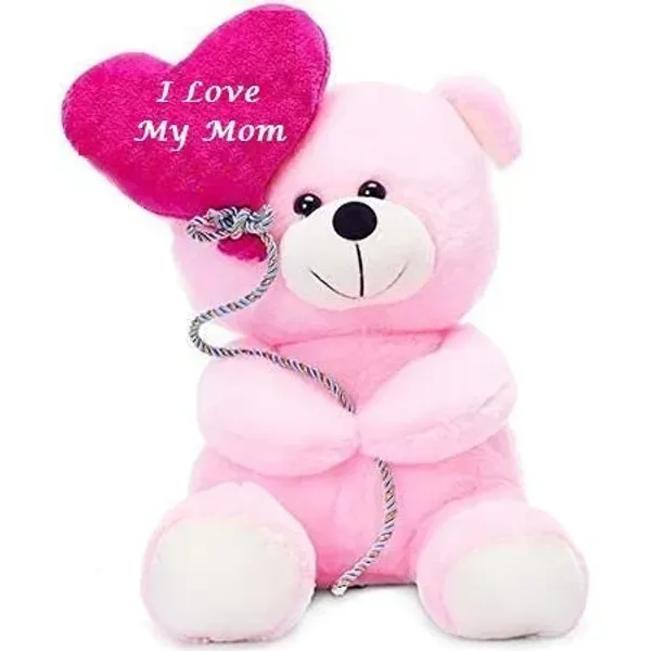 Zexsazone_Soft_Plush_Fabric_Stuffed_Teddy_Bear_with_Mom_Balloon_Size_24-cm_Pink_Color