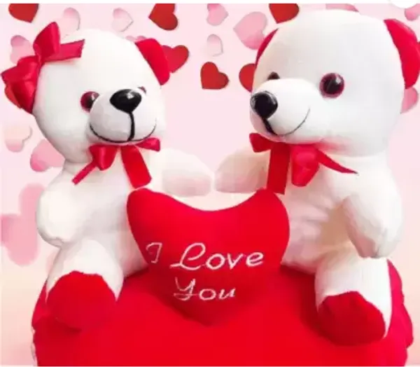 Zexsazone_Soft_Teddy_Bear_Couple_Sitting_on_Red_Love_Heart_Soft_Toy_-_19_cm__(Red)