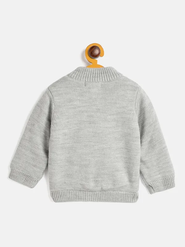 JWAAQ_Cotton_Knit_Full_Sleeve_Baby_kids_unisex_Winter_2_pcs_set_With_Fur_Lined-Grey
