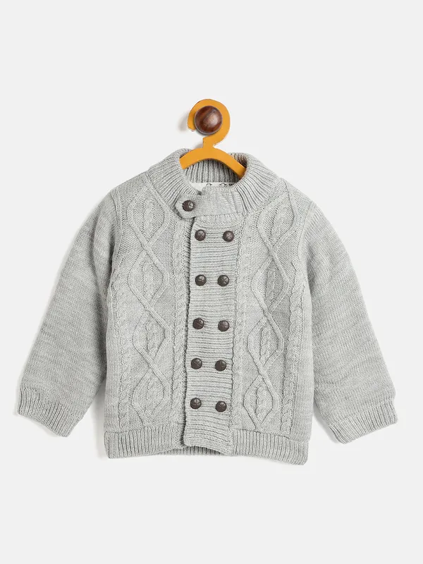 JWAAQ_Cotton_Knit_Full_Sleeve_Baby_kids_unisex_Winter_2_pcs_set_With_Fur_Lined-Grey