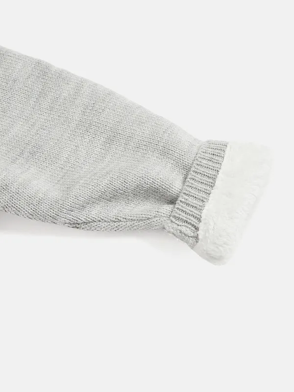 JWAAQ_Cotton_Knit_Full_Sleeve_Baby_kids_unisex_Winter_2_pcs_set_With_Fur_Lined-Grey