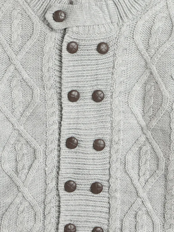 JWAAQ_Cotton_Knit_Full_Sleeve_Baby_kids_unisex_Winter_2_pcs_set_With_Fur_Lined-Grey
