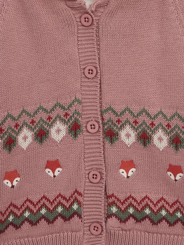 JWAAQ_Cotton_Knit_Full_Sleeve_Zig_Zag_Printed_Baby_kids_unisex_Winter_2_pcs_set_With_Fur_Lined-Rose