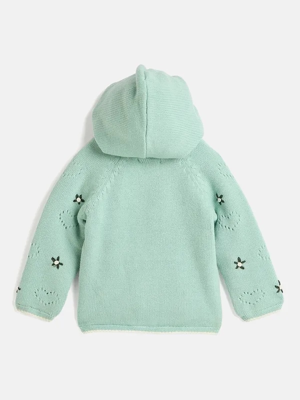 JWAAQ_Cotton_Knit_Full_Sleeve_Baby_kids_unisex_Winter_2_pcs_set_With_Fur_Lined-Green