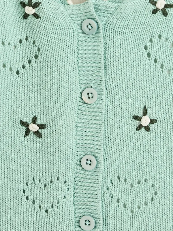JWAAQ_Cotton_Knit_Full_Sleeve_Baby_kids_unisex_Winter_2_pcs_set_With_Fur_Lined-Green