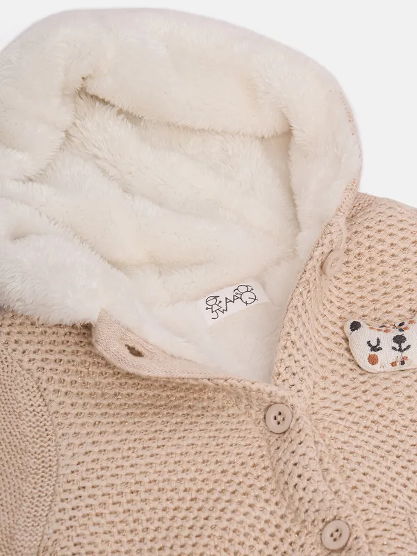 2-Piece_Oatmeal_Full_Sleeve_Cotton_Faux_Fur_Winter_Set_For_Unisex_Kids